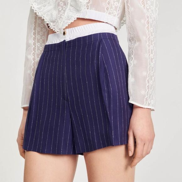 Sandro Pants - Sandro Pinstripe Double Waistband Twill Shorts 42 US 10